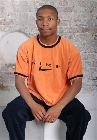 VINTAGE NIKE LOGO TOWELLED T-SHIRT ORANGE