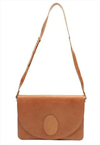 VINTAGE 90S CARTIER ORANGE LEATHER MESSENGER BAG