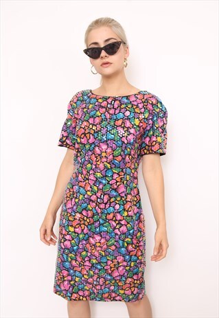 VINTAGE 80S MULTICOLOURED SEQUIN PARTY DRESS