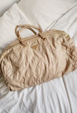 Prada cream quilted weekend bag