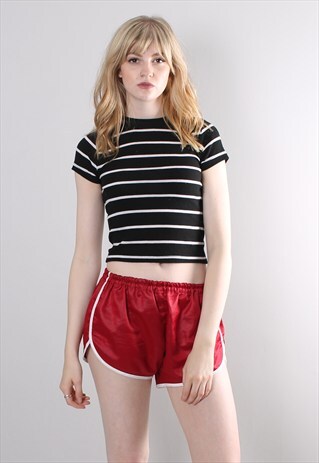 VINTAGE 80S RED SHINY SPRINTER SHORTS
