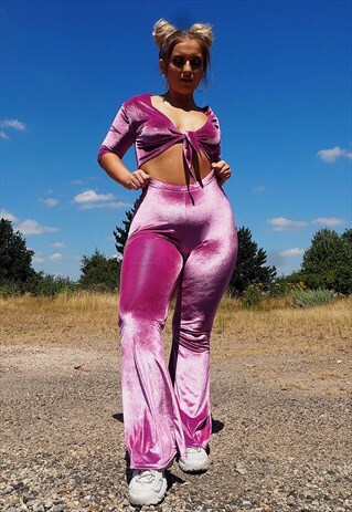 PURPLE VELVET FLARES