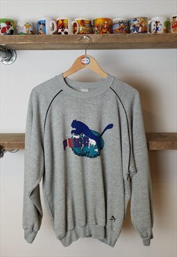 Vintage Puma sweatshirt graphic 80s grey