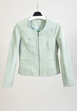 Vintage 00s suede leather jacket in light green