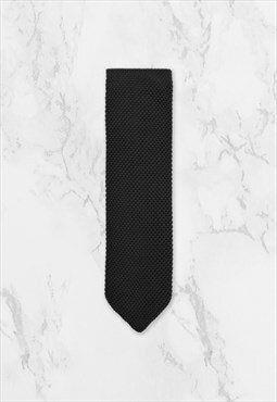Handmade Polyester Knitted Tie In Black