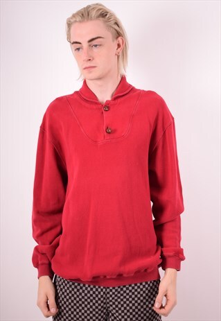HUGO BOSS MENS VINTAGE JUMPER SWEATER LARGE RED 90S