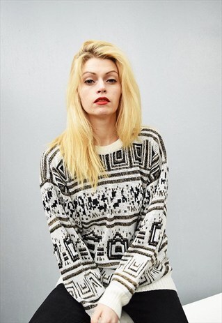 80'S ABSTRACT OVERSIZED GRANDADS KNIT DESIGNER JUMPER