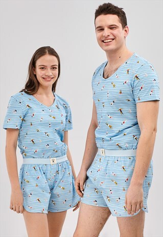 PYJAMA SHORTS AND T-SHIRT SET ORGANIC COTTON - LAZY SWIMMERS