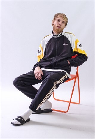 90S VINTAGE MENS LOGO TRACK SUIT PANTS WINDBREAKER JACKET