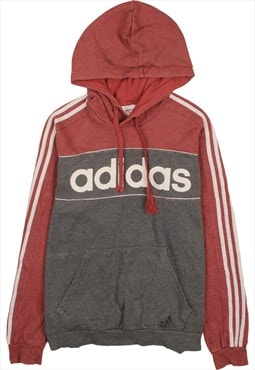 Vintage 90's Adidas Hoodie Spellout Burgundy Red Large