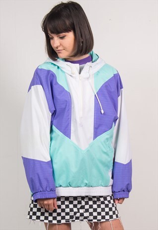 VINTAGE 90'S PASTEL QUARTER ZIP JACKET FESTIVAL