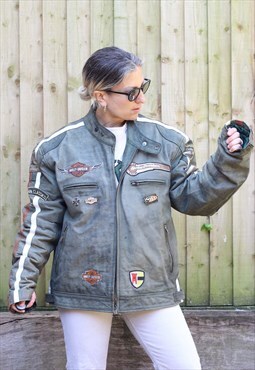 Vintage 1980s Harley Davidson patch suede leather jacket