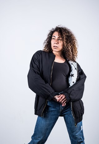 VINTAGE 1980S FESTIVAL BLACK BOMBER JACKET