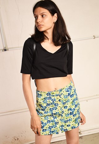 90'S RETRO FLORAL PARIS CHIC MINI SKIRT