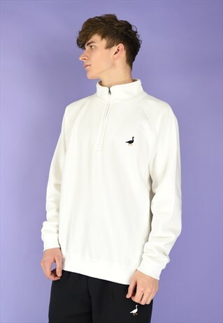 G&G UNISEX WHITE 1/4 GOOSE SWEAT