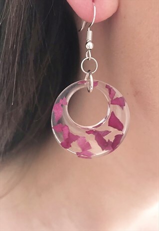 PINK EARRINGS, ROSE PETAL EARRINGS, ROSE EARRINGS, FLOWERS