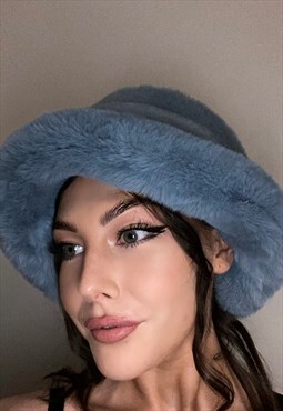 Powder Blue Faux Fur Hat