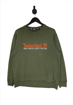 Timberland Spell Out Sweatshirt Men's Green Size Large