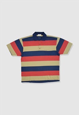 Vintage 90s Valentino Multi-Stripe Embroidered Polo Shirt