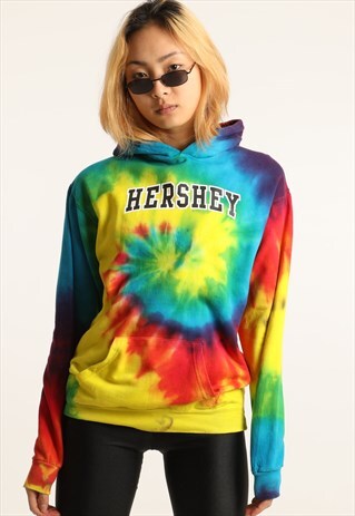 VINTAGE HERSHEY PRINTED TIE DYE HOODIE