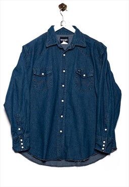 Vintage Wrangler Denim Shirt Snaps Blue