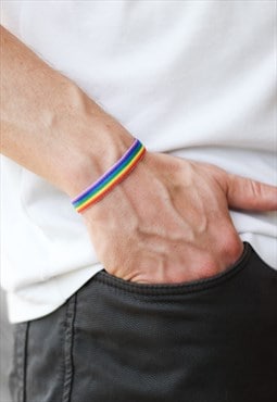 Pride bracelet for men rainbow flag colors LGBT one strap
