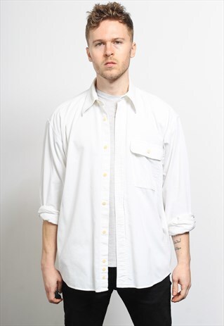 VINTAGE CORDUROY CORD SHIRT WHITE