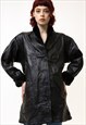 80S VINTAGE VTG RARE BLACK LEATHER COAT TRENCH 5368