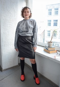 Vintage 80's Black Leather Mini High Waisted Skirt
