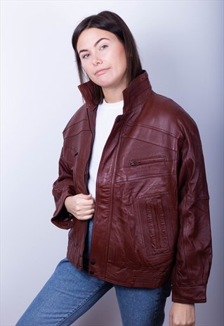 RETRO BIKER BROWN REAL LEATHER JACKET