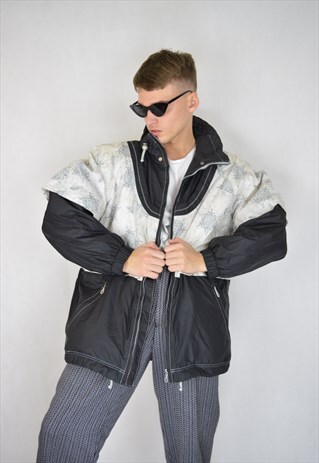 VINTAGE GRAPHIC RAVE SKI PUFFER JACKET