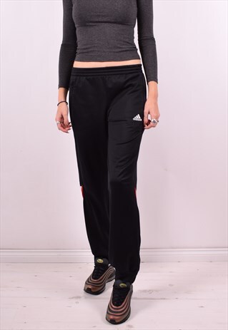 ADIDAS WOMENS VINTAGE TRACKSUIT TROUSERS W28 L30 BLACK 90'S