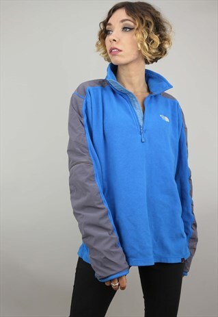 VINTAGE 90S OVERSIZED THE NORTH FACE BLUE 1/4 ZIP FLEECE