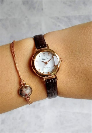 CLASSIC SLIM WATCH ROSE GOLD BROWN