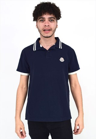 VINTAGE 90'S MONCLER NAVY POLO SHIRT