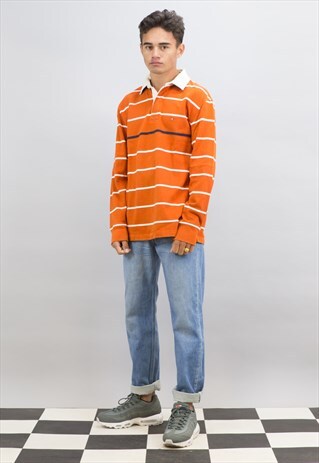 VINTAGE ORANGE STRIPED TOMMY HILFIGER RUGBY SHIRT