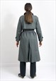 VINTAGE BELTED TRENCH COAT IN GREY