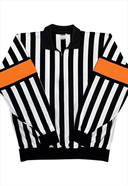CCM Black White Striped Referee Hockey Jersey 2XL