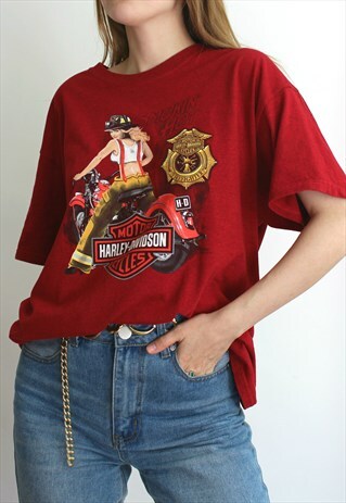 RED HARLEY DAVIDSON T-SHIRT
