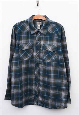 L L BEAN VINTAGE MEN'S XL TALL PLAID SHIRT BUTTON UP OXFORD
