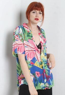 Vintage 80's Crazy Patterned Blouse Shirt Multi