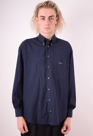 SERGIO TACCHINI MENS VINTAGE SHIRT XL BLUE 90S