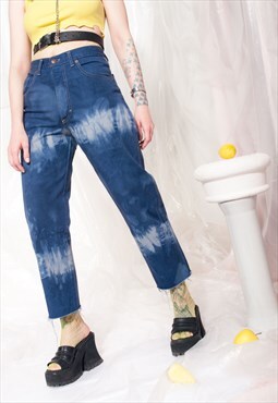 Vintage jeans 90s reworked tie-dye crop grunge denim pants