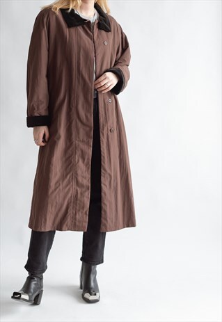 VINTAGE 80S MAXI TRENCH COAT IN BROWN