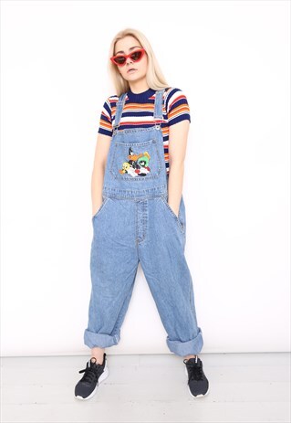 VINTAGE 90S LOONEY TUNES BLUE DENIM DUNGAREES