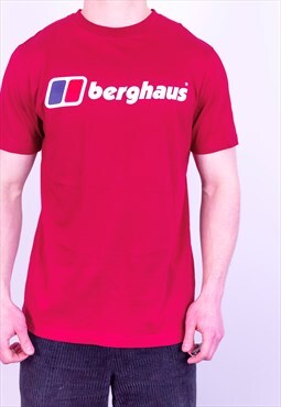 Vintage Berghaus Spell Out Logo T-Shirt in Red Medium