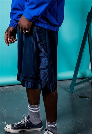 VINTAGE SPORTS SHORTS IN NAVY BLUE