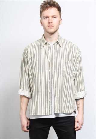 VINTAGE CORDUROY CORD STRIPED SHIRT