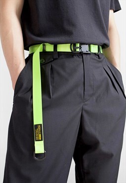 Neon Green Techwear Cargo Military Buckle Belt Y2k Unisex