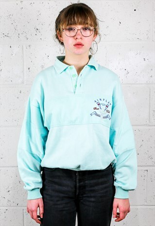 CYAN BUTTON NECK SAILING SWEATER
